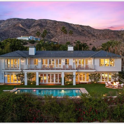 Estate rentals Los Angeles wedding reception setup with outdoor dining and estate views