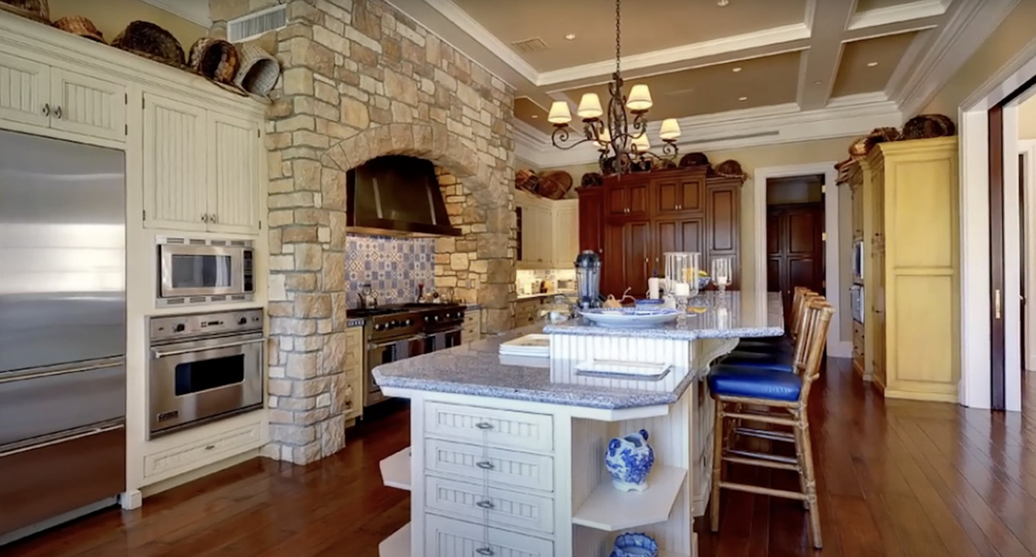 Luxury gourmet kitchen inside an exclusive private estate in Los Angeles.