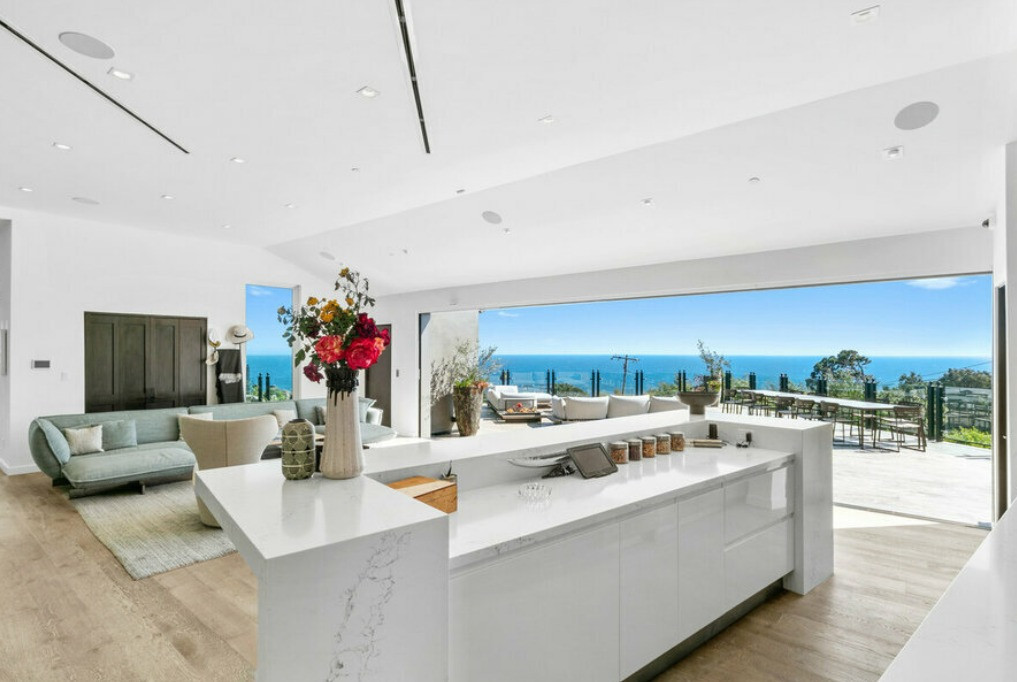 Gourmet kitchen designed for luxury entertaining at a Malibu estate