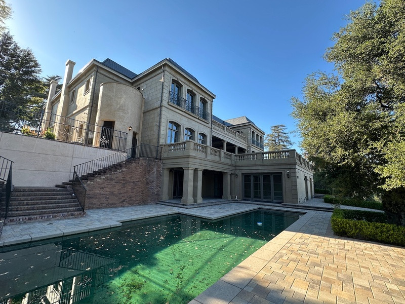 Luxury Pasadena Estate Pool Terrace and Rear Exterior